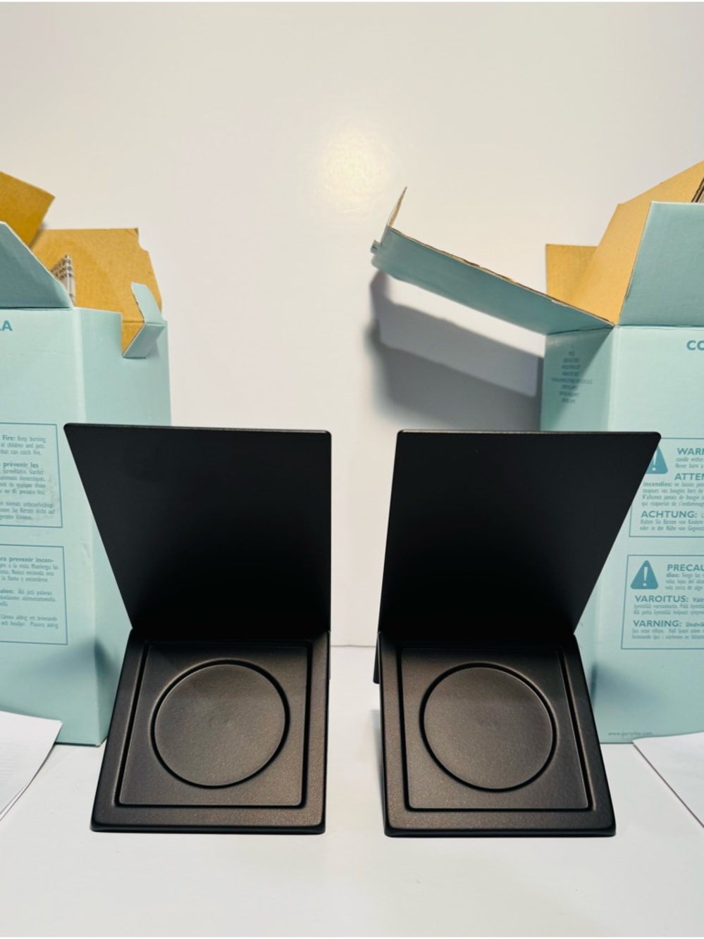 PartyLite Essential Sconce Candle Holders Set of 2 Black Metal P9153 NWOT